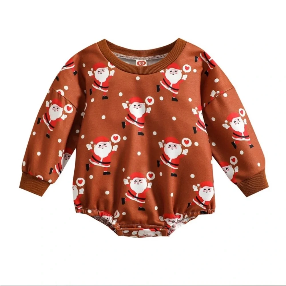 Baby unisex Christmas Romper Snowman Santa Print 6-12 mon (bin K)